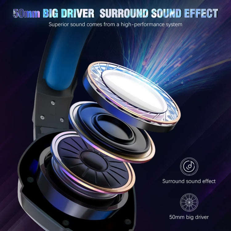 Soulbytes S11 USB + 3.5mm 4 Pin Adjustable LED Light Gaming Headset with Mic, S11(Blue)