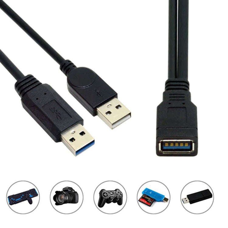 2 in 1 USB 3.0 Female to USB 2.0 + USB 3.0 Male Cable for Computer / Laptop, Length: 29cm, USB 3....
