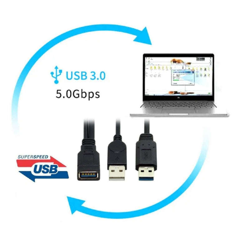 2 in 1 USB 3.0 Female to USB 2.0 + USB 3.0 Male Cable for Computer / Laptop, Length: 29cm, USB 3....