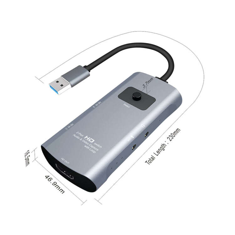 Z54 HDMI Output + 2 x HDMI Input + Mic + Audio to USB 3.0 Audio Video Capture Switcher with Loop,...