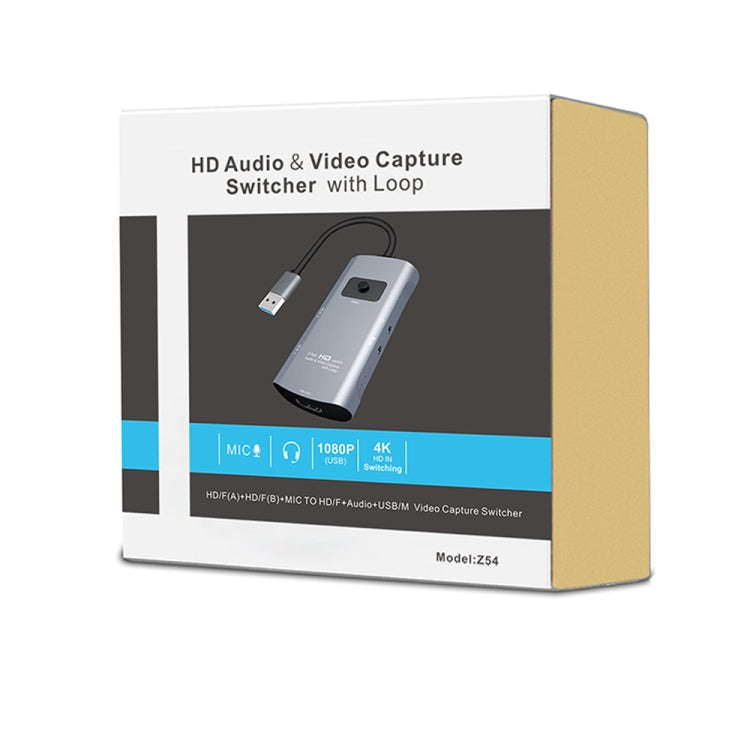 Z54 HDMI Output + 2 x HDMI Input + Mic + Audio to USB 3.0 Audio Video Capture Switcher with Loop,...