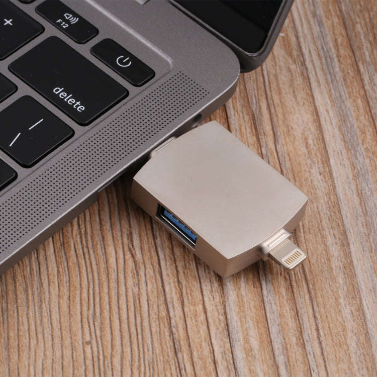 4 In 1 Type-C / USB-C + 8 Pin + Dual USB Multi-function Adapter with Dual OTG Function, 4 In 1