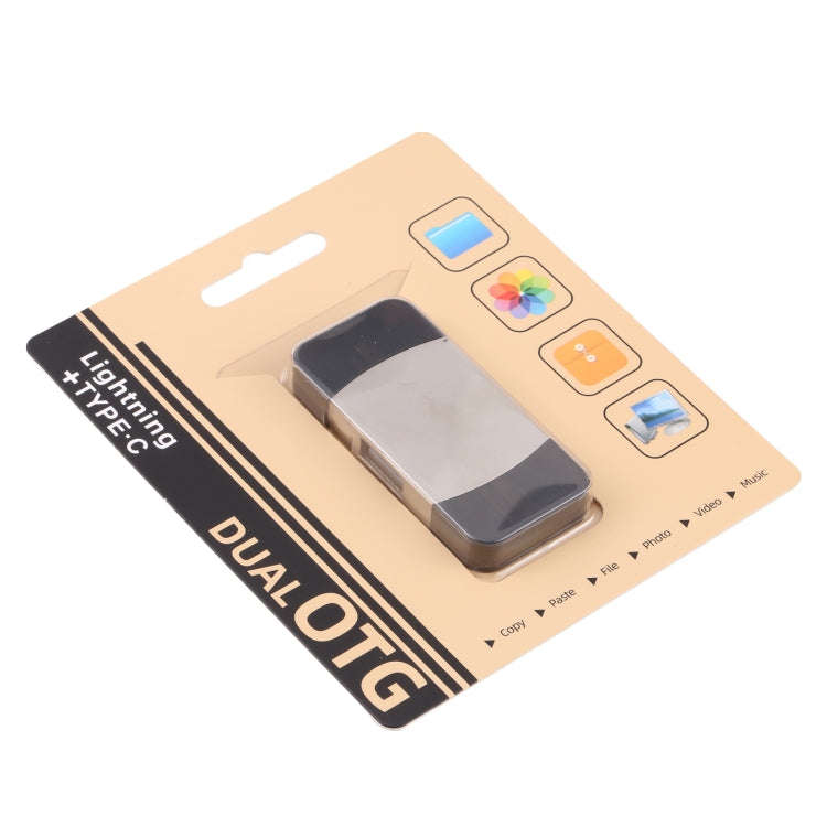 4 In 1 Type-C / USB-C + 8 Pin + Dual USB Multi-function Adapter with Dual OTG Function, 4 In 1