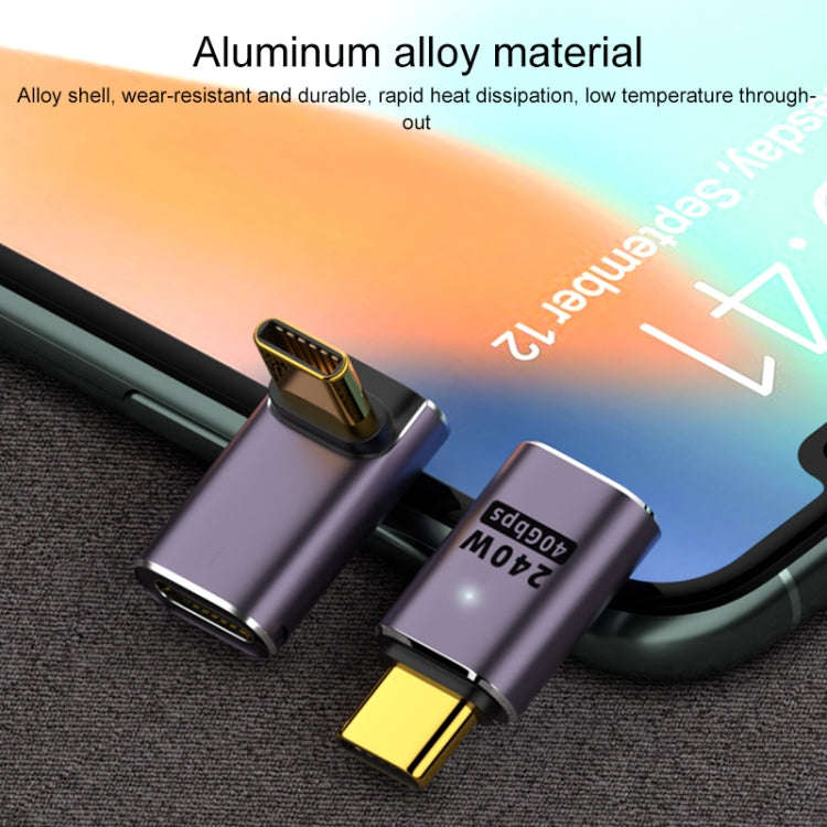 240W USB-C/Type-C Female to USB-C/Type-C Male 40Gbps Medium Bend Adapter with Light, Medium Bend ...