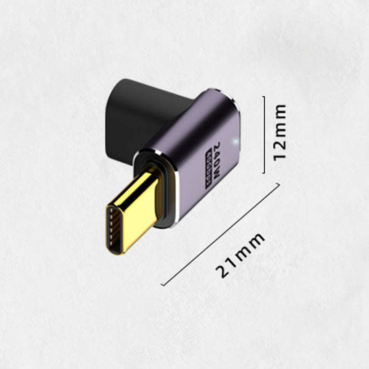 240W USB-C/Type-C Female to USB-C/Type-C Male 40Gbps Up and Down Bend Adapter with Light, Up and ...