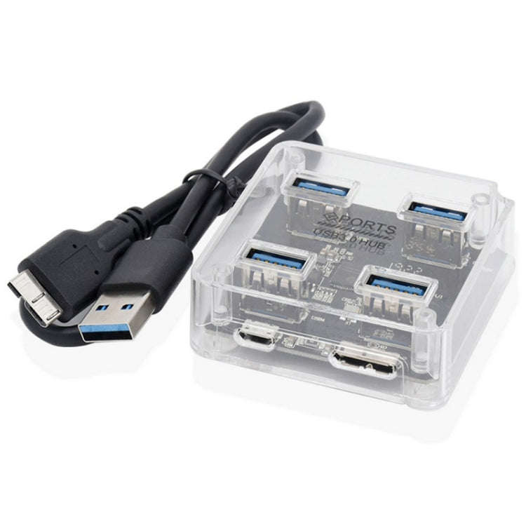 USB2.0 4 in 1 Multifunctional Desktop Square Transparent HUB, USB2.0
