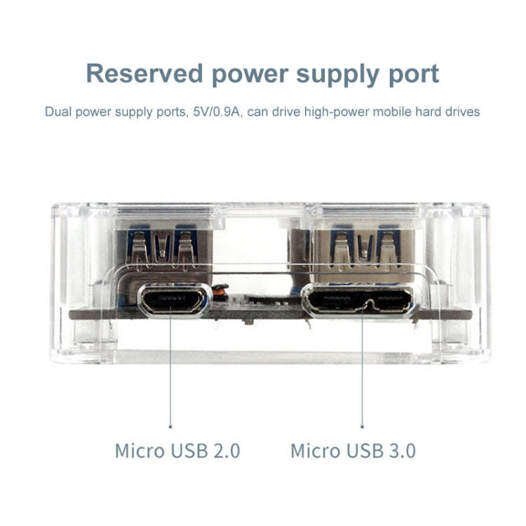 USB2.0 4 in 1 Multifunctional Desktop Square Transparent HUB, USB2.0