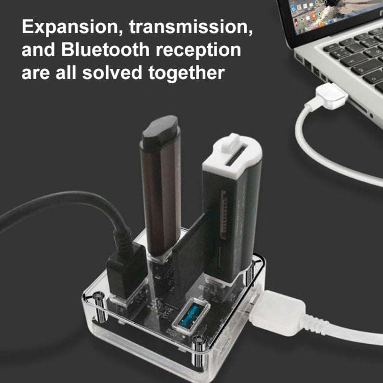 USB2.0 4 in 1 Multifunctional Desktop Square Transparent HUB, USB2.0