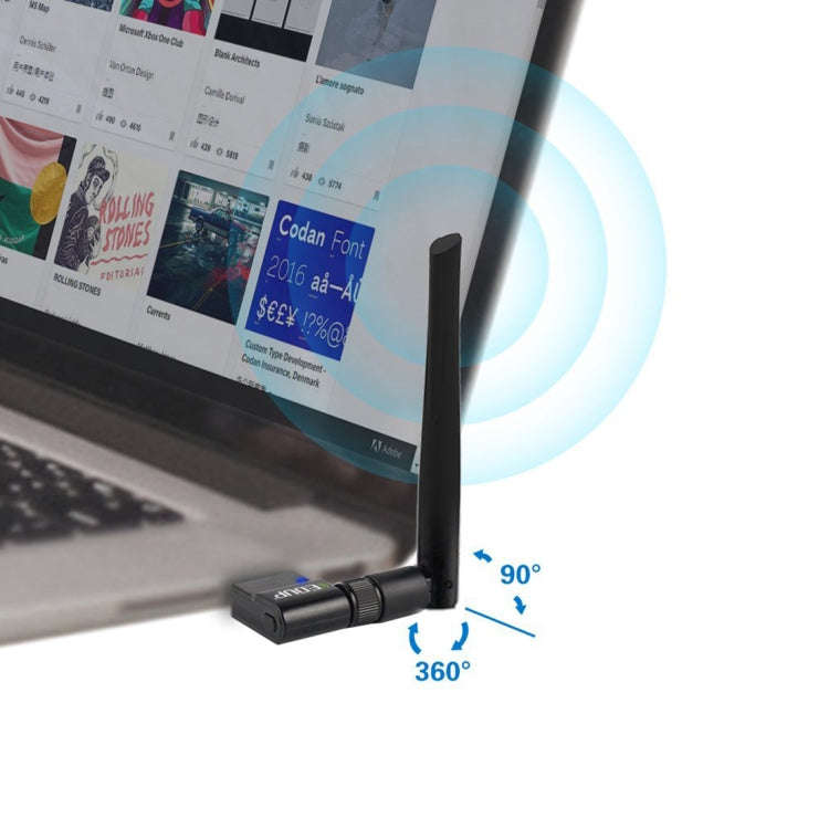 EDUP EP-AC1635 600Mbps Dual Band Wireless 11AC USB Ethernet Adapter 2dBi Antenna for Laptop / PC,...