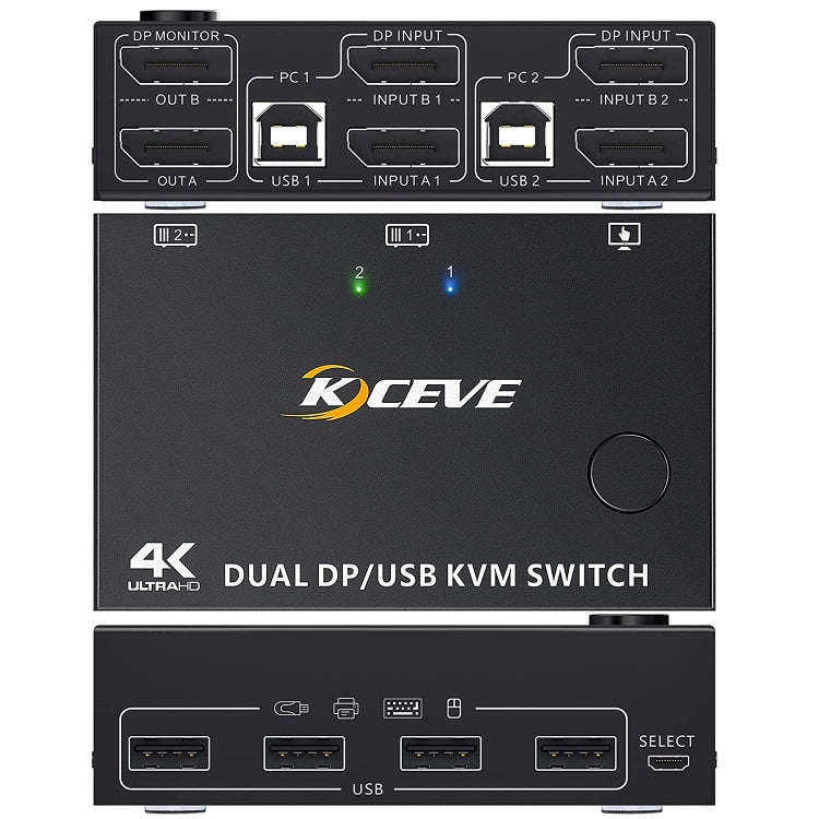 KC-KVM202DPA-USB2.0 DP 3DP+3DP KVM Switch, KC-KVM202DPA