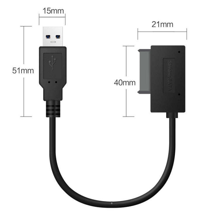 Professional USB 2.0 to 7+6Pin Slimline SATA Cable Adapter Indicator , USB 2.0