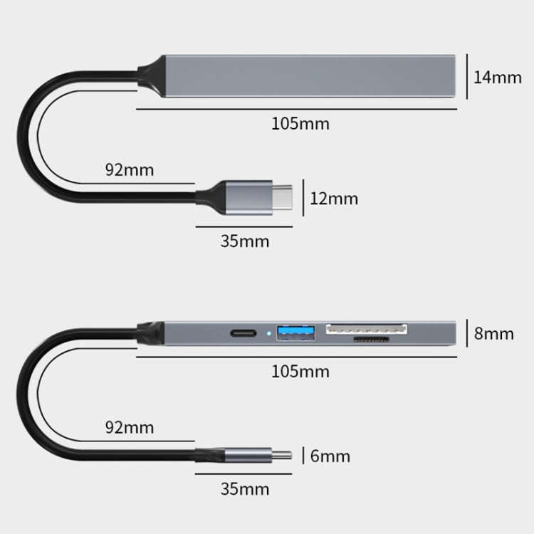ADS-806C 5 in 1 USB-C / Type-C to USB 3.0 + USB-C / Type-C + SD/TF + USB2.0 HUB Docking Station, ...