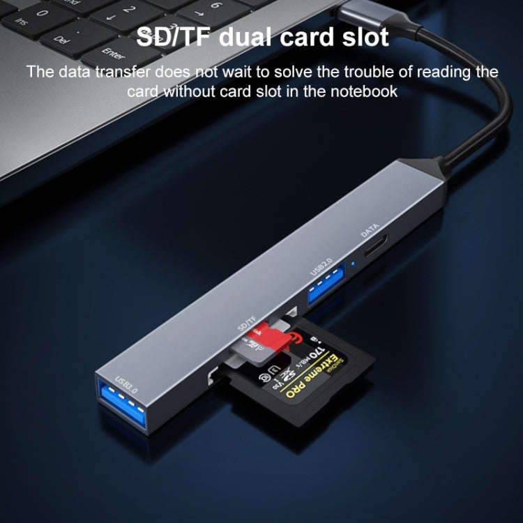 ADS-806C 5 in 1 USB-C / Type-C to USB 3.0 + USB-C / Type-C + SD/TF + USB2.0 HUB Docking Station, ...