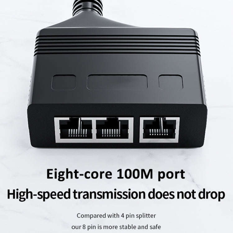 Male RJ45 3 in 1 100M Network Splitter Cable Ethernet Network Coupler, Male 3 in 1 100M