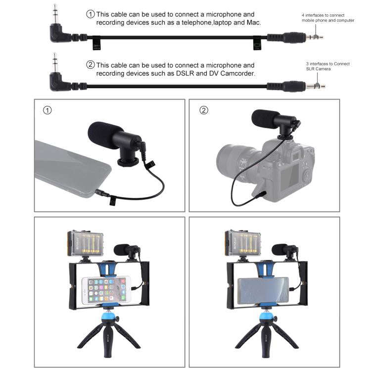 PULUZ 4 in 1 Vlogging Live Broadcast LED Selfie Light Smartphone Video Rig Kits with Microphone +...