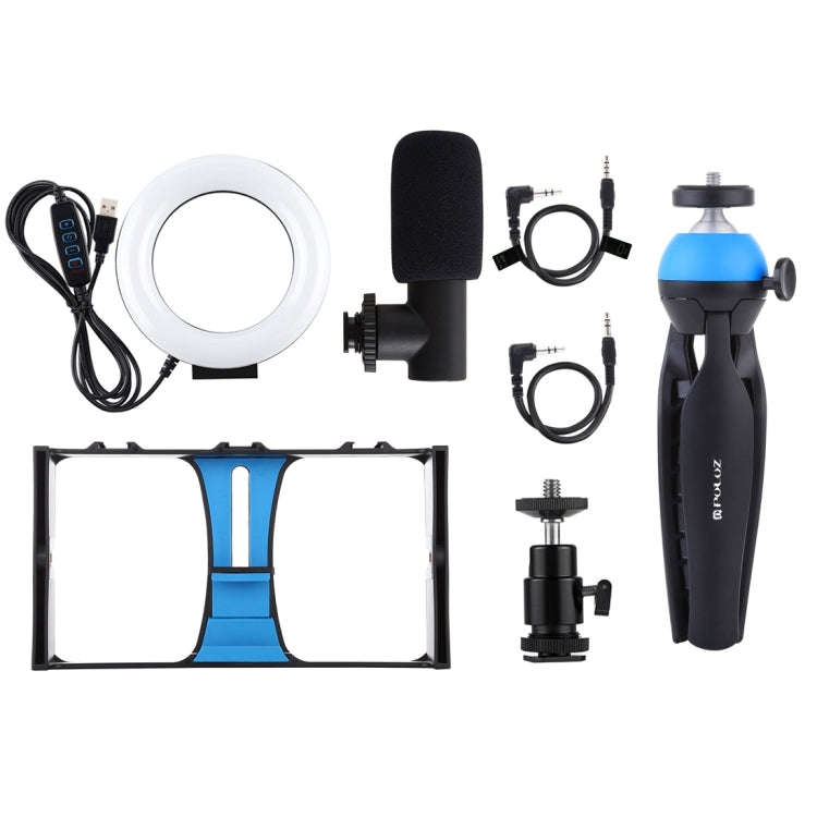 PULUZ 4 in 1 Vlogging Live Broadcast Smartphone Video Rig + 4.7 inch 12cm Ring LED Selfie Light K...