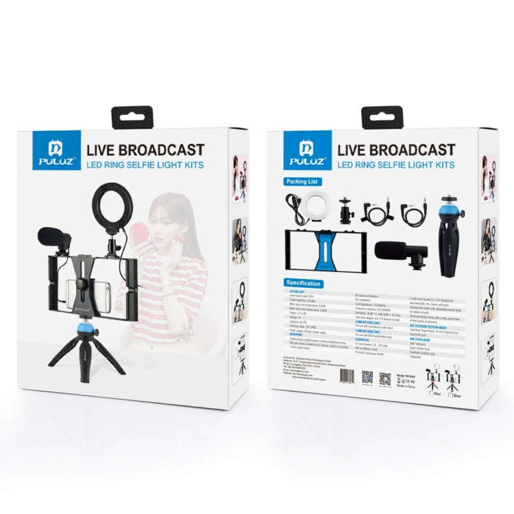 PULUZ 4 in 1 Vlogging Live Broadcast Smartphone Video Rig + 4.7 inch 12cm Ring LED Selfie Light K...