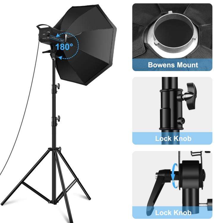 PULUZ 120W Photo Studio Strobe Flash Light Kit with Softbox Reflector & Tripod, 120W 2700K-6500K ...