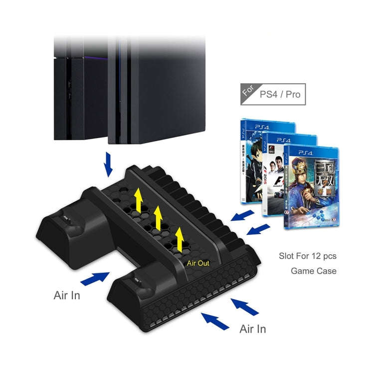 DOBE TP4-882 3 in 1 Game Console Cooling Fan + Game Storage Slots + Game Controller Charging Dock...