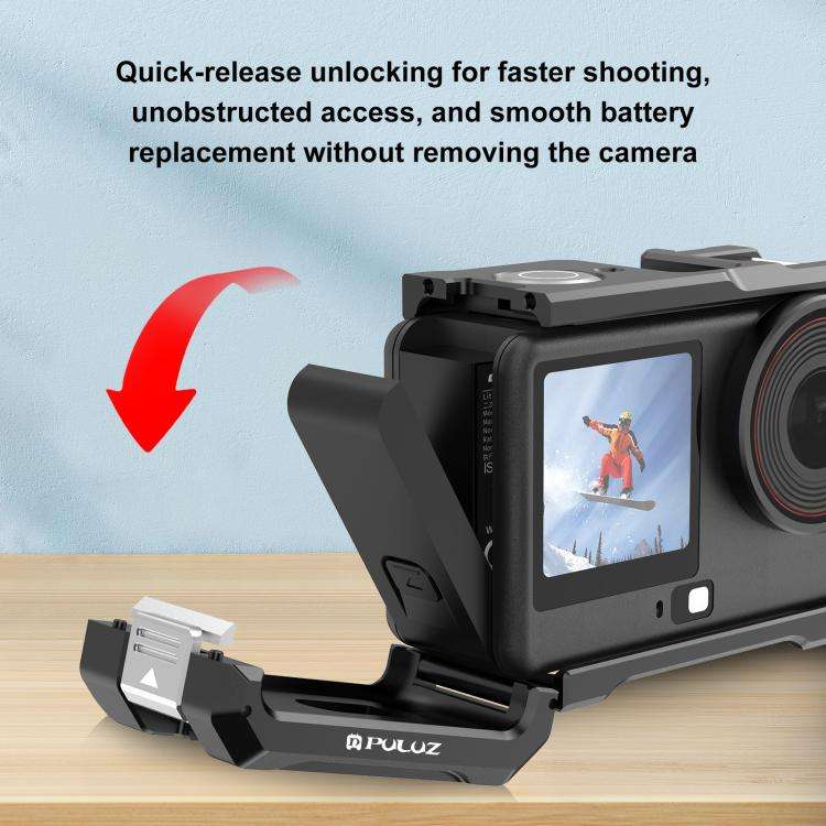 For DJI Osmo Action 6 PULUZ Metal Cage Frame with Cold Shoe, Metal Cage