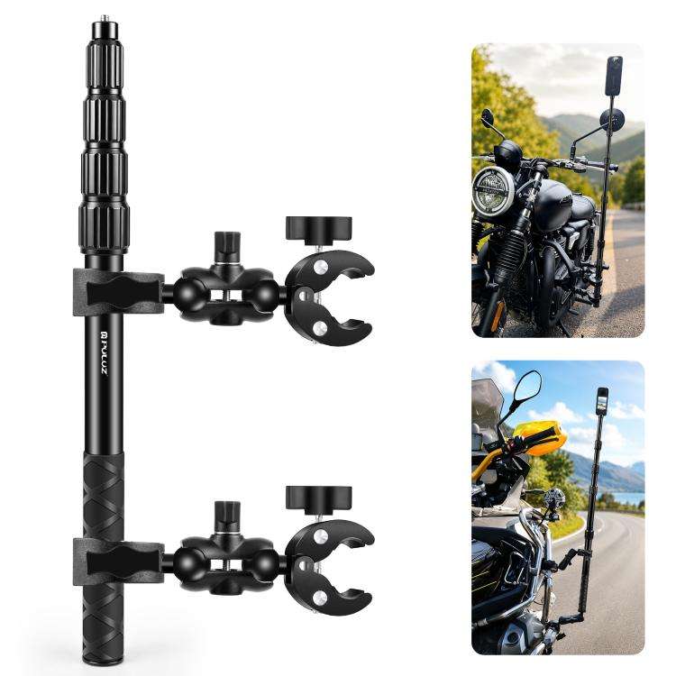 PULUZ Cycling Quick Release Bracket with 150cm Locking Selfie Stick Set, 2 x Dual-heads Crabs Cla...