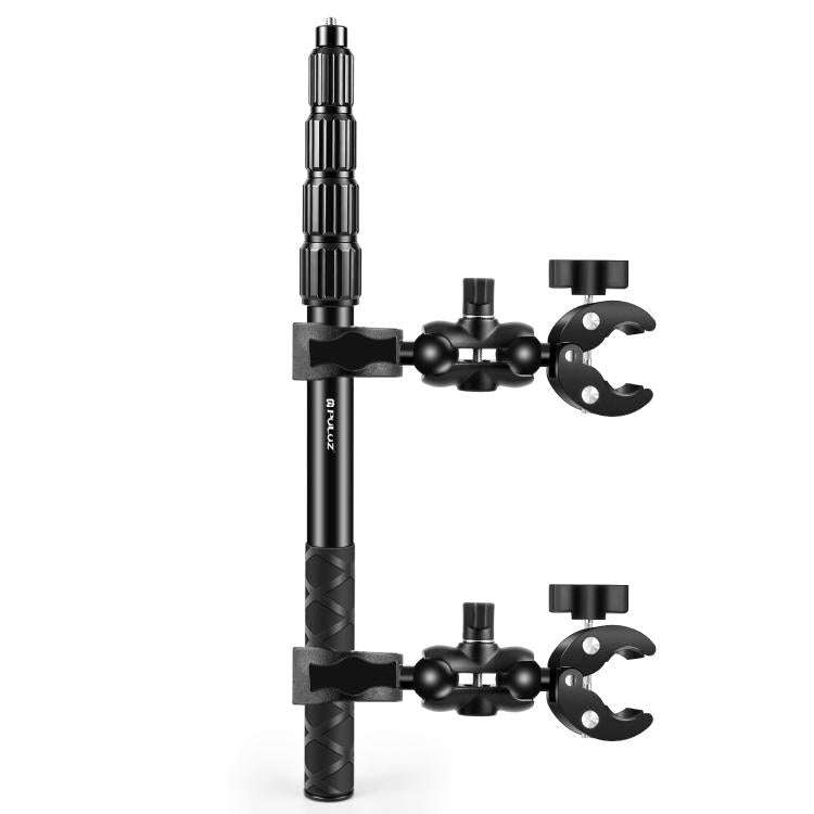 PULUZ Cycling Quick Release Bracket with 150cm Locking Selfie Stick Set, 2 x Dual-heads Crabs Cla...