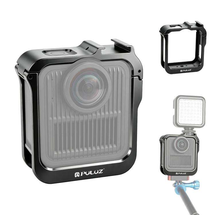 For GoPro MAX2 PULUZ Metal Camera Cage Frame with Cold Shoe & Adapter, Metal Camera Cage