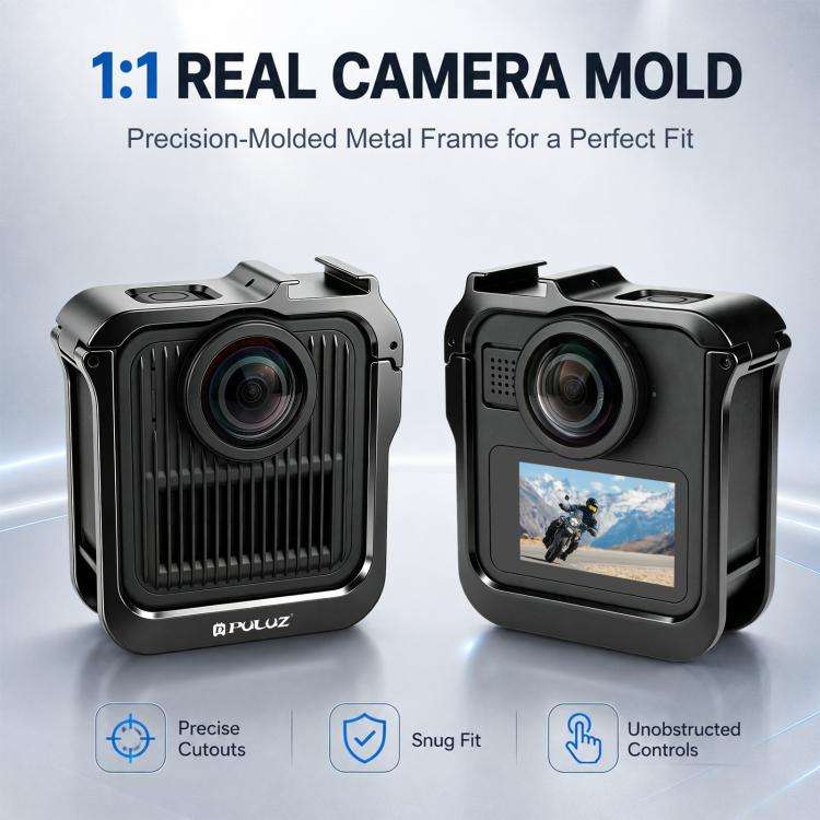 For GoPro MAX2 PULUZ Metal Camera Cage Frame with Cold Shoe & Adapter, Metal Camera Cage