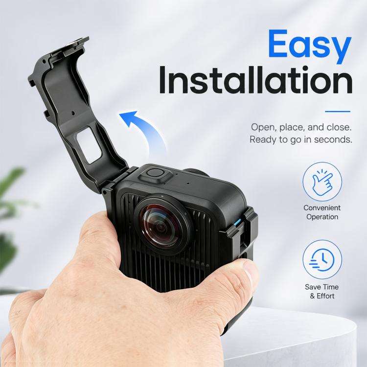 For GoPro MAX2 PULUZ Metal Camera Cage Frame with Cold Shoe & Adapter, Metal Camera Cage