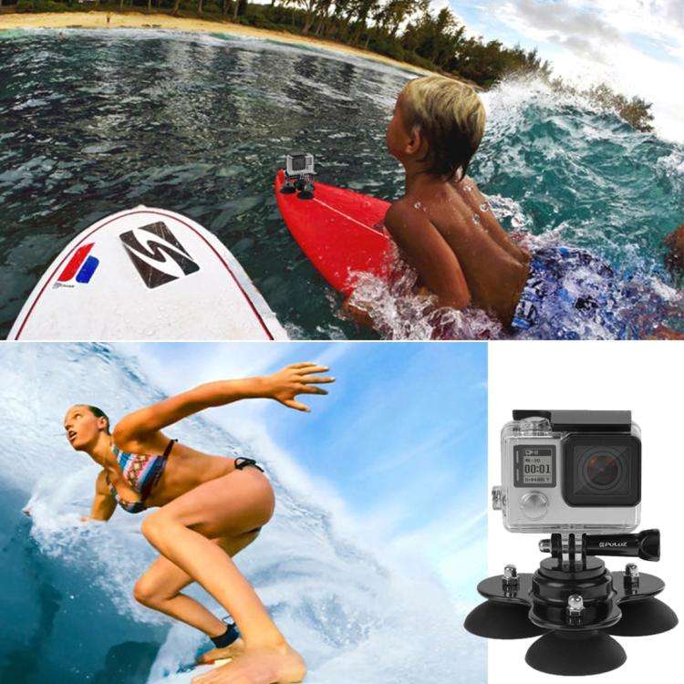 PULUZ Triangle Suction Cup Mount with Screw for GoPro, Insta360, DJI and Other Action Cameras, Tr...