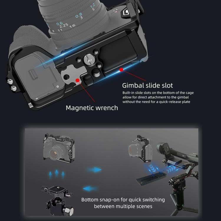 PULUZ Metal Camera Cage Stabilizer Rig for Sony A7 IV / ILCE-7M4 / A7M4 / A7M3 / A7R3  / A7R III ...