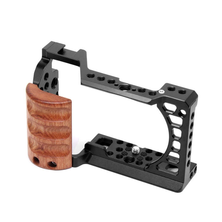 For Sony A6400 / A6300 / A6100 / 6000 PULUZ Wood Handle Metal Camera Cage Stabilizer Rig, For Son...
