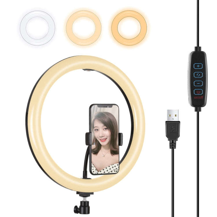PULUZ 11.8 inch 30cm USB 3 Modes Dimmable Dual Color Temperature LED Curved Diffuse Light Ring Vl...
