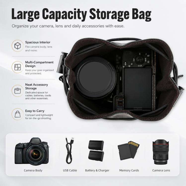 PULUZ Camera Protective Inner Bag Thick Padded Carrying Pouch with Shoulder Strap for Mirrorless ...