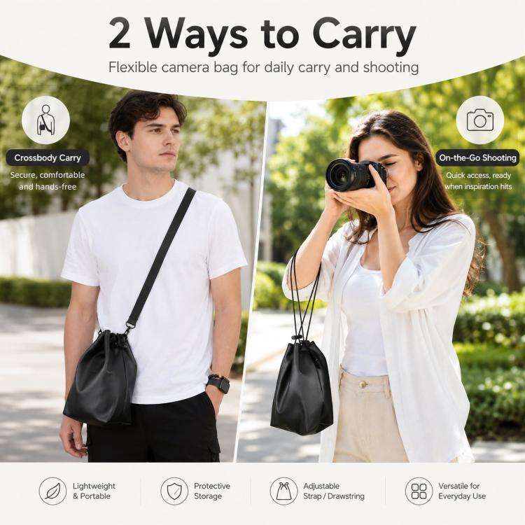 PULUZ Camera Protective Inner Bag Thick Padded Carrying Pouch with Shoulder Strap for Mirrorless ...