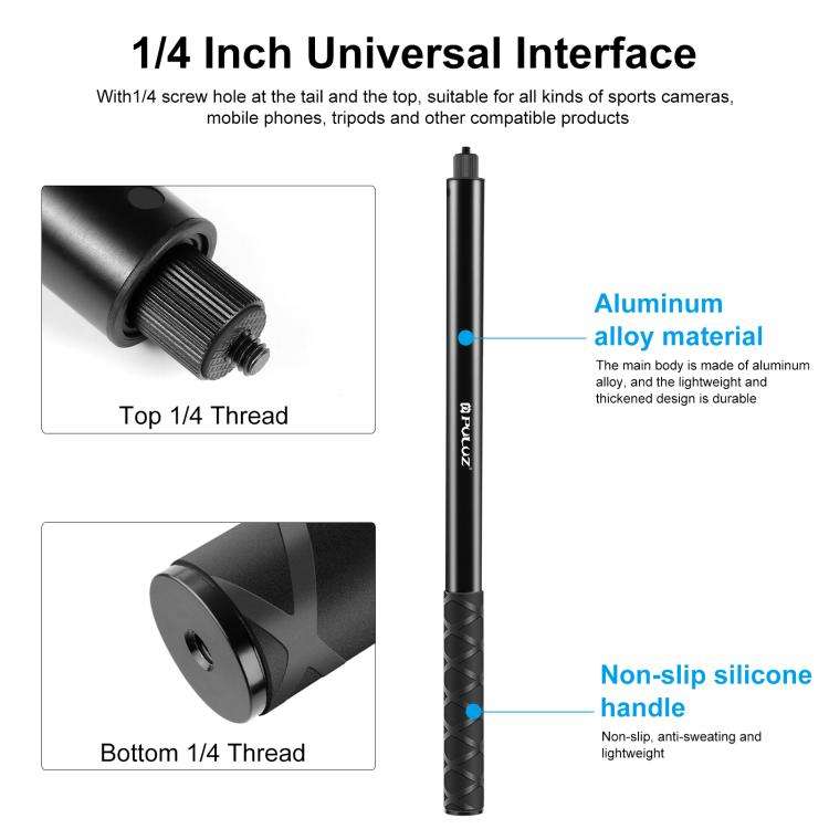 PULUZ 2m Metal Selfie Stick Monopod  for Insta360 One RS / X2 / X3, 2m Monopod