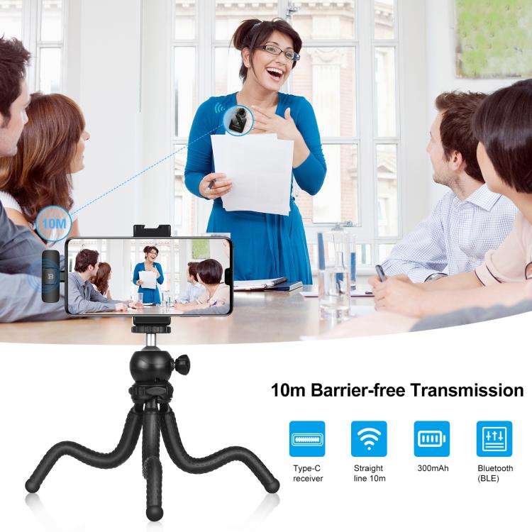 PULUZ Wireless Lavalier Microphone for Type-C Phone, Type-C Receiver and Dual Microphones, Type-C...