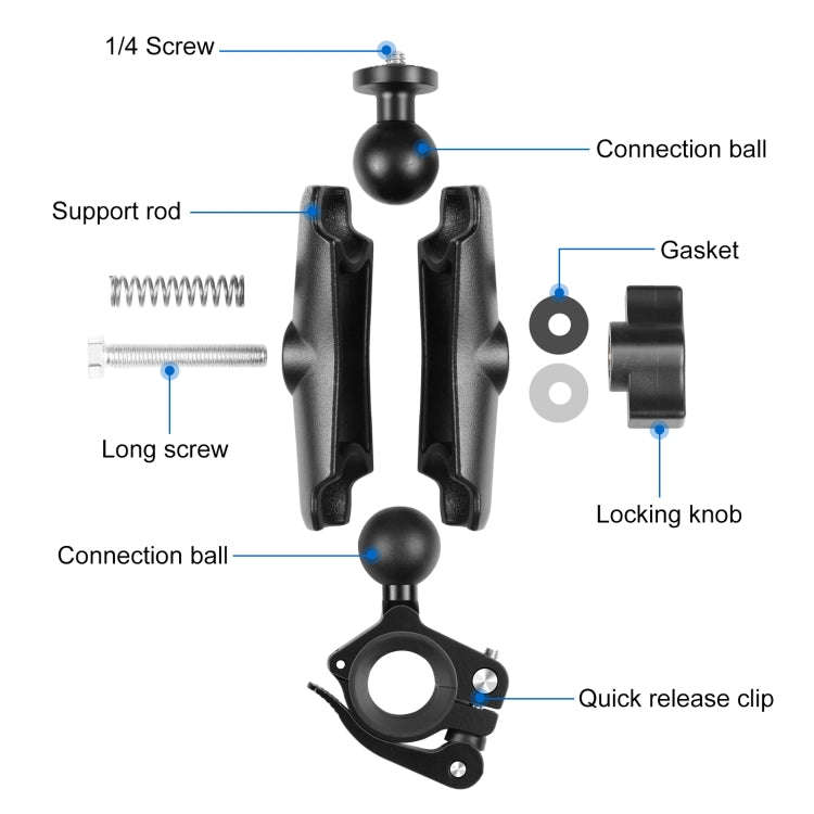 PULUZ Motorcycle O-Clip Quick Release Clamp Handlebar Fixed Mount Holder for DJI, Insta360, GoPro...