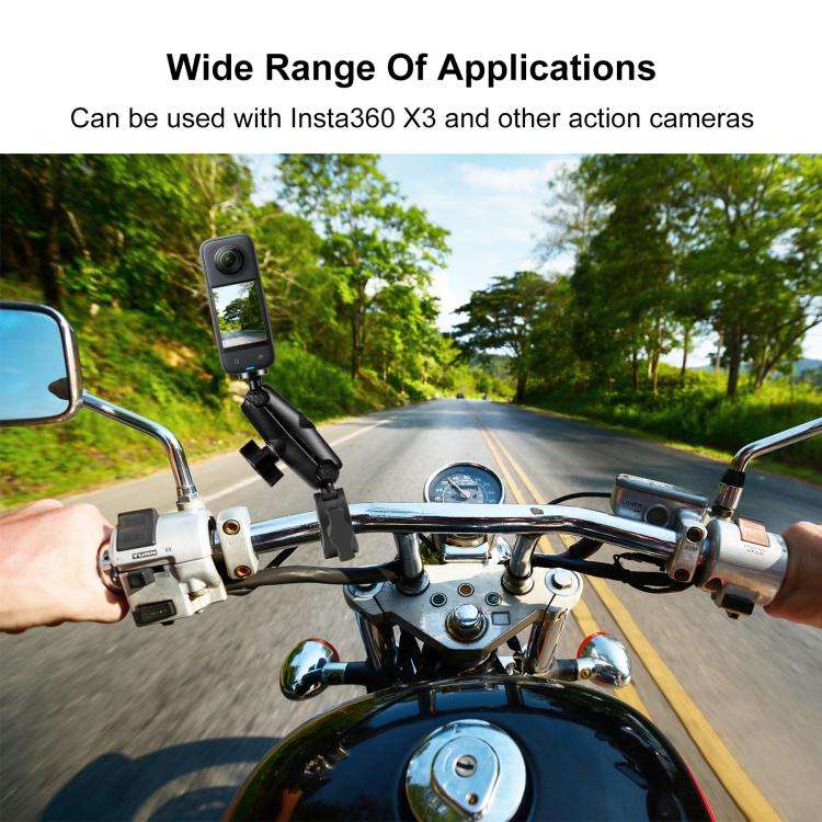PULUZ Motorcycle Crab Clamp Handlebar Fixed Mount Holder for DJI, Insta360, GoPro and Other Actio...