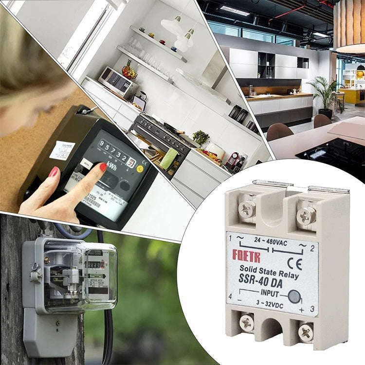 SSR-40DA AC 24-480V Solid State Relay for PID Temperature Controller, Input: DC 3-32V, SSR-40DA