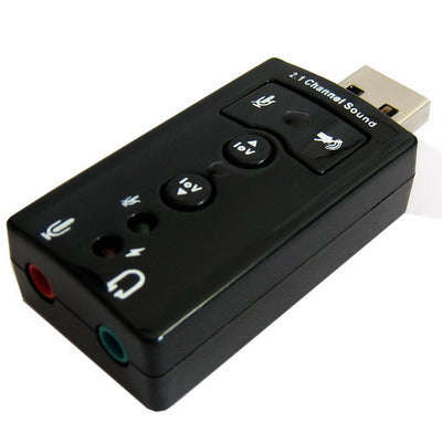 2.1 Channel USB Sound Adapter, Plastic 2.1 Channel Black