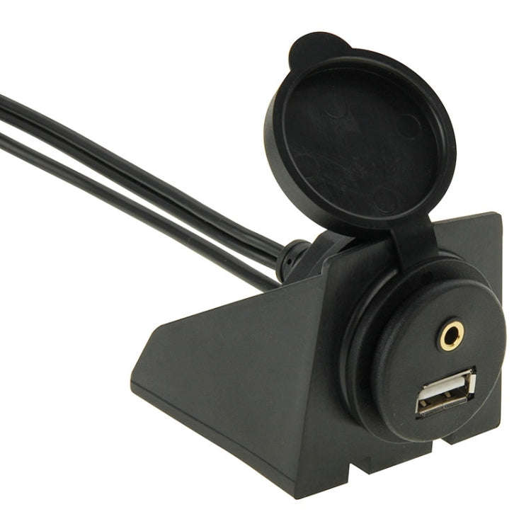 USB 2.0 & 2 RCA Male to USB 2.0 & 3.5mm Female Adapter Cable with Car Flush Mount, Length: 2m, US...