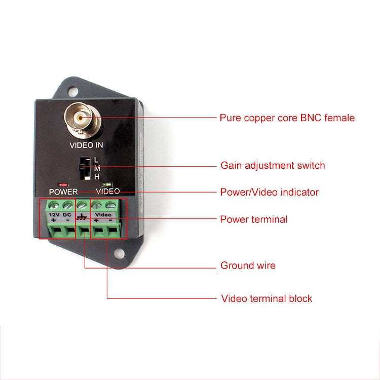 Active CCTV UTP Twisted Pair Video Balun Transmitter and Receiver, 351TR