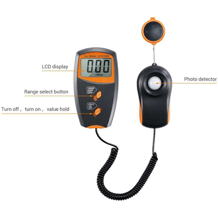 Digital Light Meter, Measuring Range: 1-100000 Lux, LX1010BS