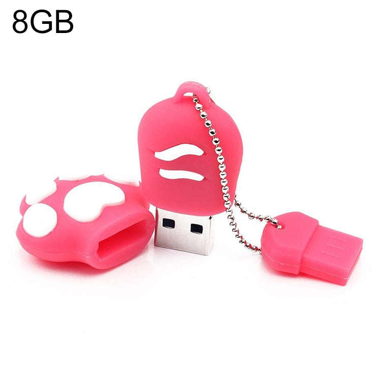 8GB Bear Paw Shaped Silicone USB 2.0 Flash Disk with Anti Dust Cup, 8GB (Red Plum)