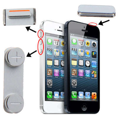 3 in 1 for iPhone 5 (Mute Button + Power Button + Volume Button), For iPhone 5, For iPhone 5 (3 i...