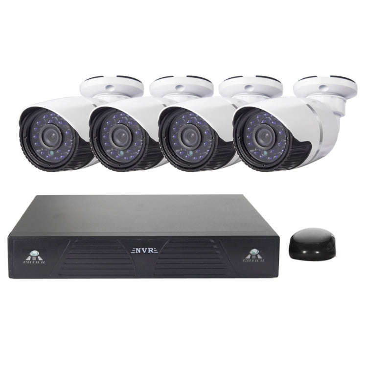 4CH H.264 720P HD Bullet IP Camera NVR Kit, 30m IR Night Vision, Support Video / Audio Input, 4CH...