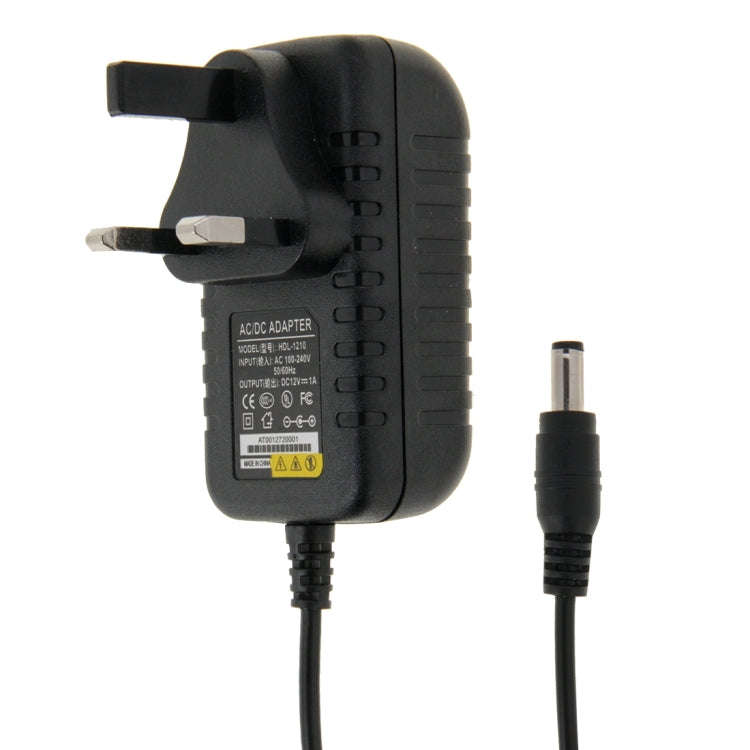 UK Plug AC 100-240V to DC 12V 1A Power Adapter, Tips: 5.5 x 2.1mm, Cable Length: about 90cm, DC 1...
