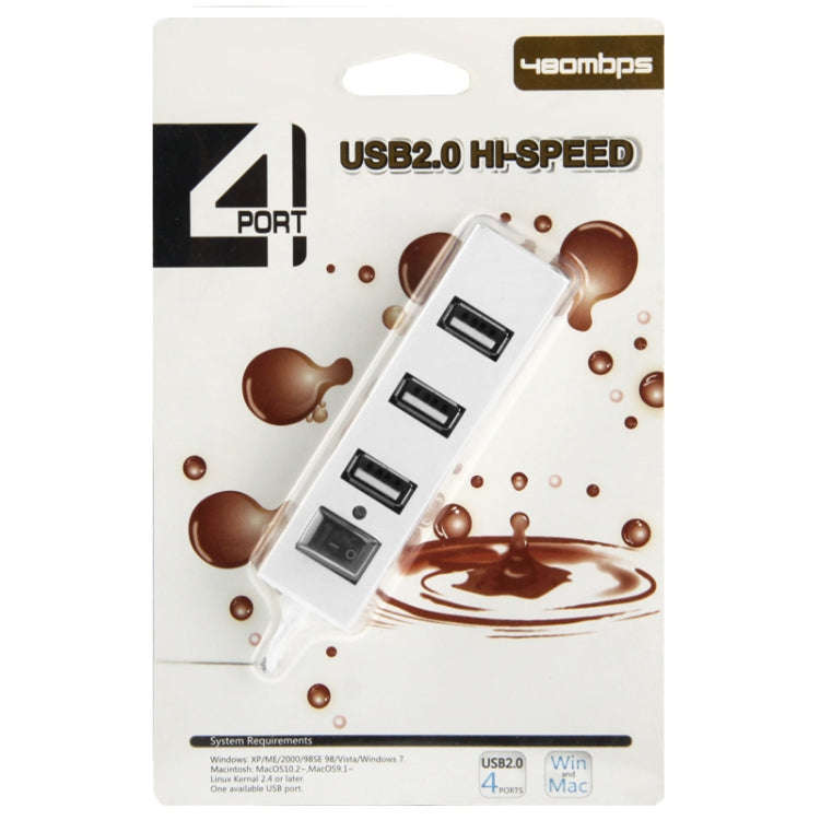4 Ports USB HUB 2.0 USB Splitter Adapter with Switch, 4 Ports with Switch (White), 4 Ports with S...