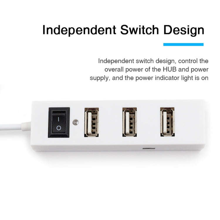4 Ports USB HUB 2.0 USB Splitter Adapter with Switch, 4 Ports with Switch (White), 4 Ports with S...